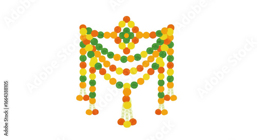 Festive adornment crafted from vibrant spheres on pure white background