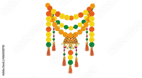 Ornate celebration garland illustration with spheres and ornamental details
