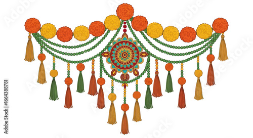 Ornate hanging decoration with tassels for festive cultural celebrations