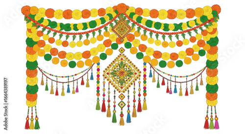 Vibrant Toran Artwork: Festooned Celebration for Cultural Event Decorations