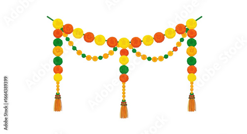 Delicate garland decoration with cheerful vibrant spherical ornaments design