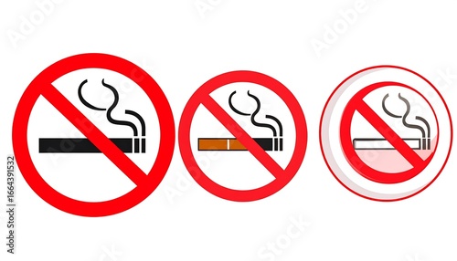Free Download Three no smoking signs in red and white, different shapes, display prohibition of smoking. - GFXLoad