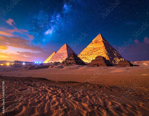 Giza Pyramids Night Sky Astrophotography Egypt