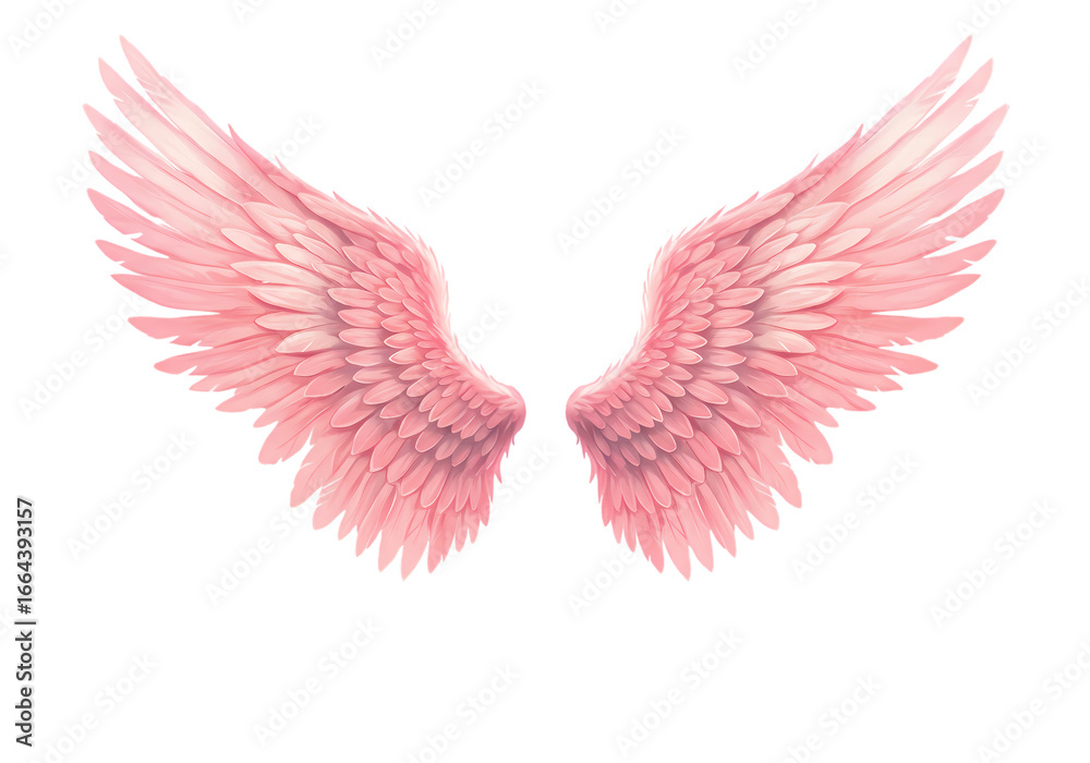 Obraz premium Pink Angel Wings: Soft, Delicate Feather Design, Isolated on White Background