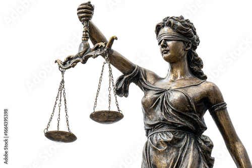 Blindfolded Lady Justice statue holding scales of justice