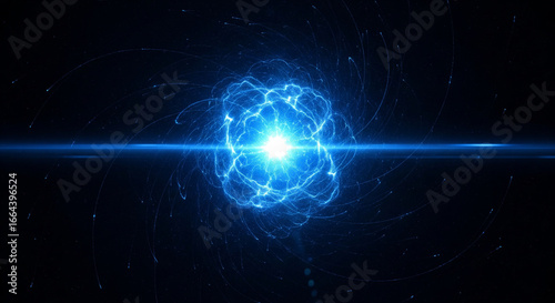 Glowing Blue Energy Core in Futuristic Sci-Fi Void.