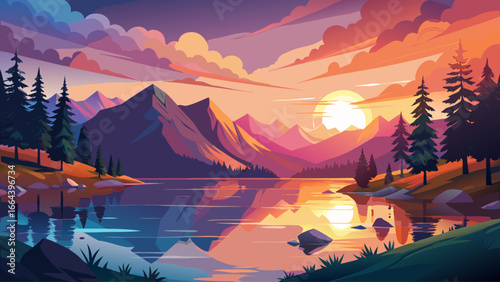 Lake Hintersee glows at sunset, Bavarian sky ablaze with radiant colors, calm water reflecting soft horizon, timeless stillness surrounding nature, gentle beauty unfolds gracefully, serene landscape i