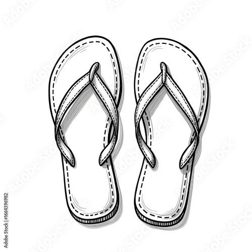 A flip flops illustration vector style coloring page