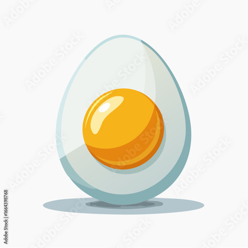 Cartoon Sliced Egg With Yellow Yolk