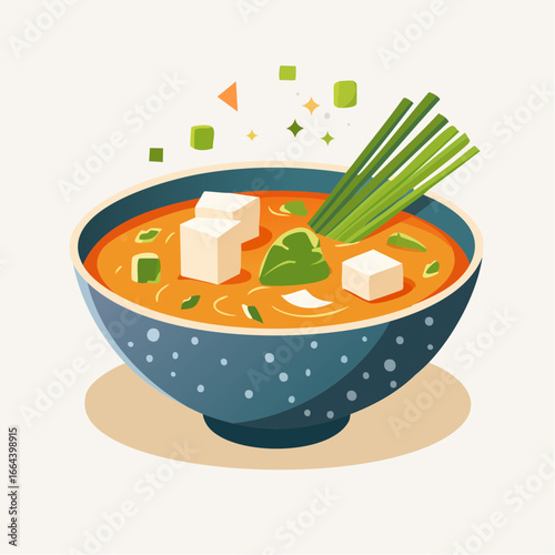 Tofu Soup In Bowl With Green Onions