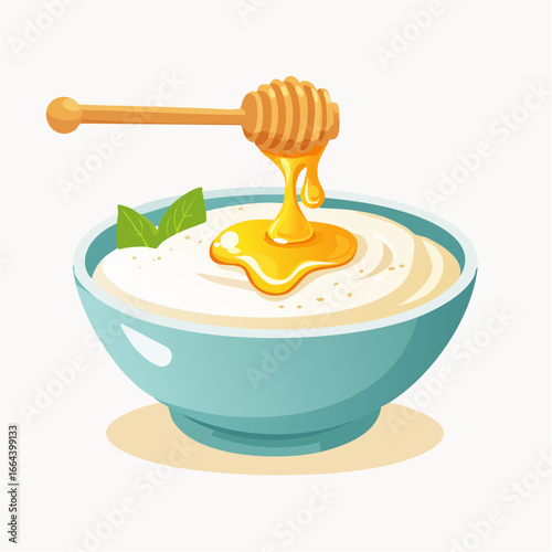 Honey Drizzled Over Creamy Dish In Bowl