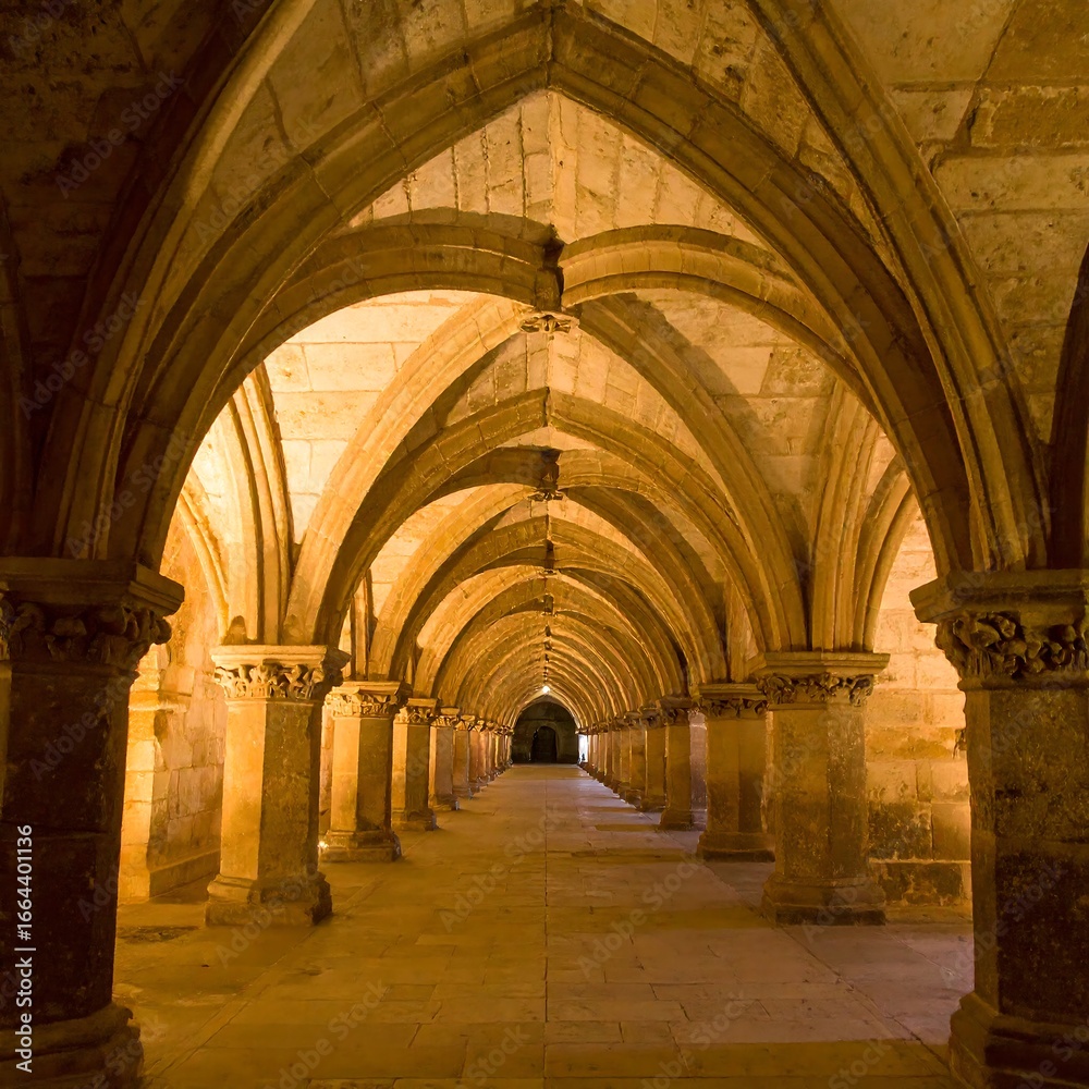 Obraz premium Gothic Archway Corridor Interior