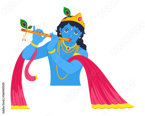 Happy Janmashtami with Lord Krishna vector illustration