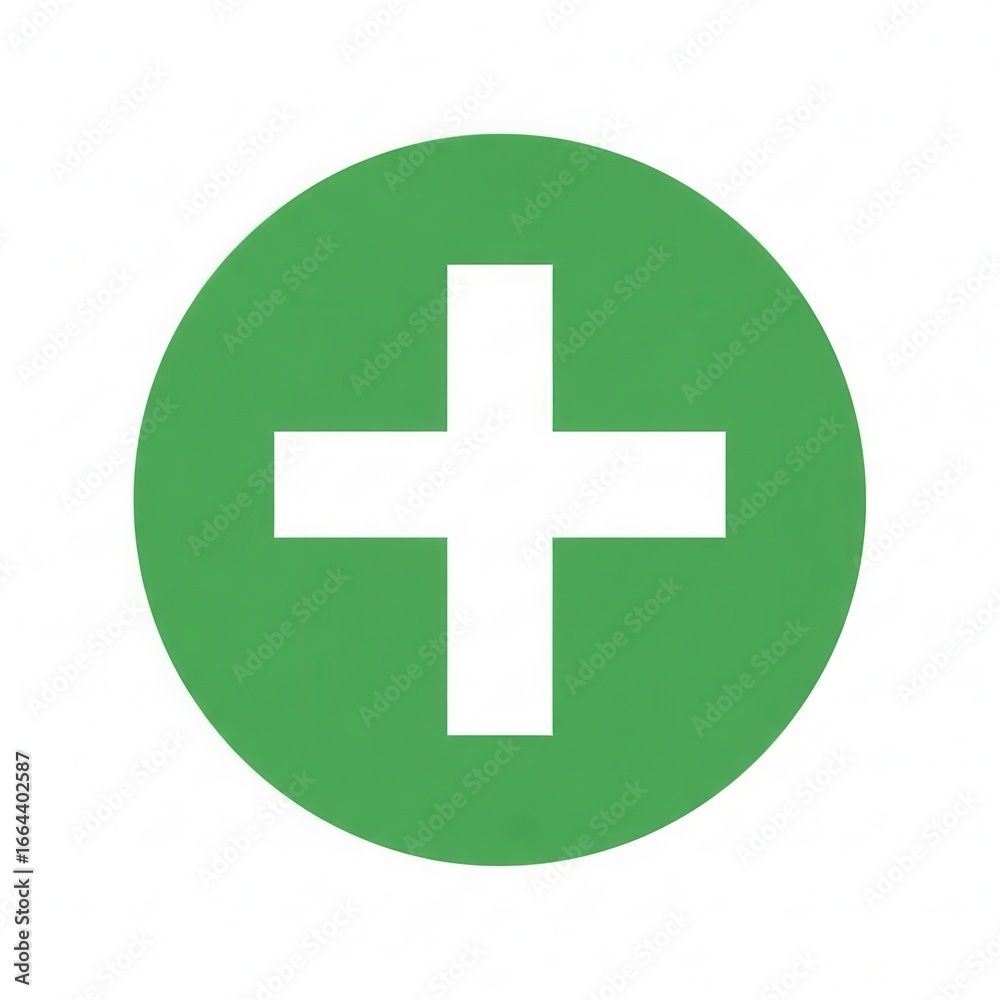 Obraz premium White plus sign in green circle