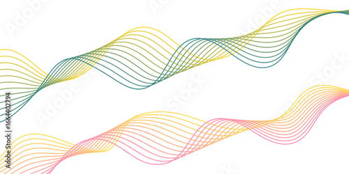 Colorful wavy lines create an abstract design suitable for backgrounds and digital art projects