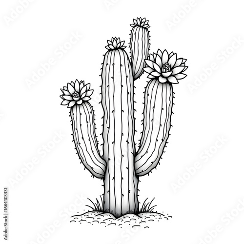A cactus  illustration vector style coloring page