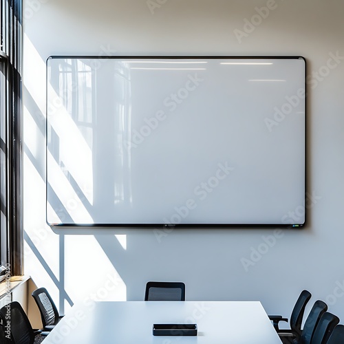 Empty whiteboard in a meeting room