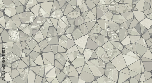 Abstract fragmented stone pattern with concealed urban design elements