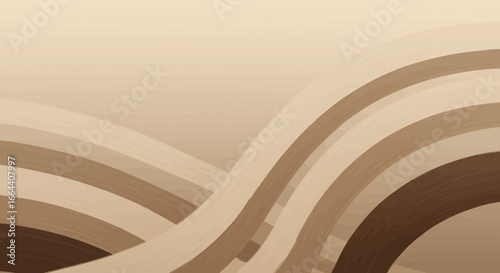 Elegant Beige and Brown Abstract Background with Wavy Lines and Smooth Gradients