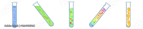 Science Laboratory Test Tube Clipart PNG with Colorful Liquids