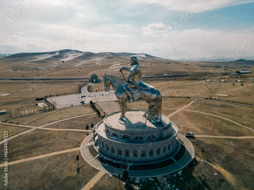Fotografie Ulaanbaatar, mongolia - 2 may 2025 aerial view of Genghis Khan Statue Complex