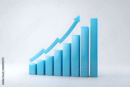 Free Download Blue bar chart with rising arrow, white background. - GFXLoad