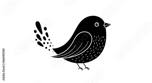 Simple black bird silhouette