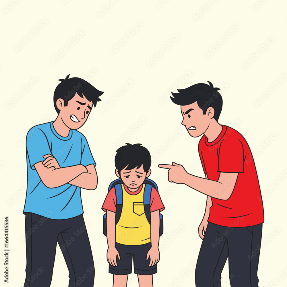 Fototapeta premium kids school bullying and abuse vector illustration, stop bullying vector character