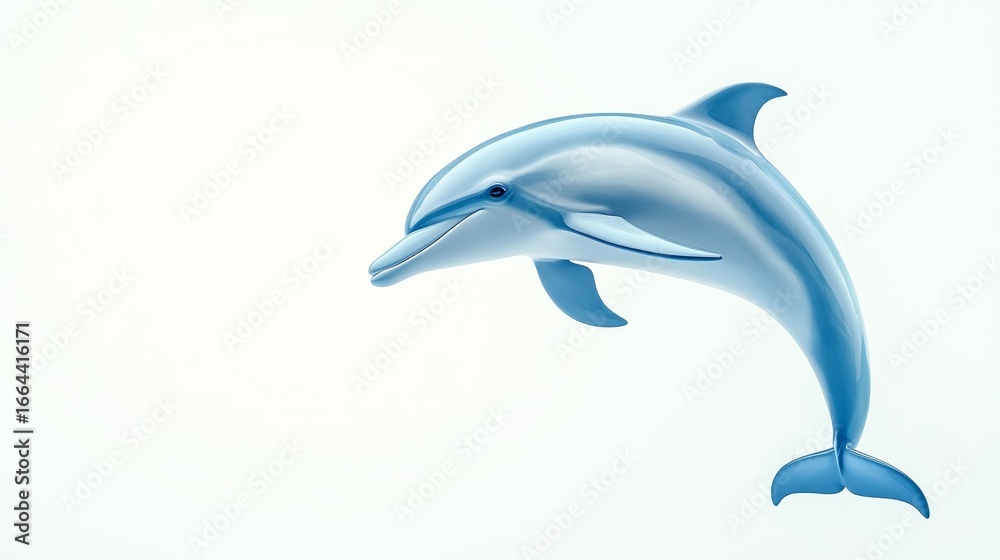 Fototapeta premium Majestic bottlenose dolphin gracefully leaps from the shimmering turquoise ocean soaring high into the air with splash against clear summer sky background showcasing its agility and playful nature