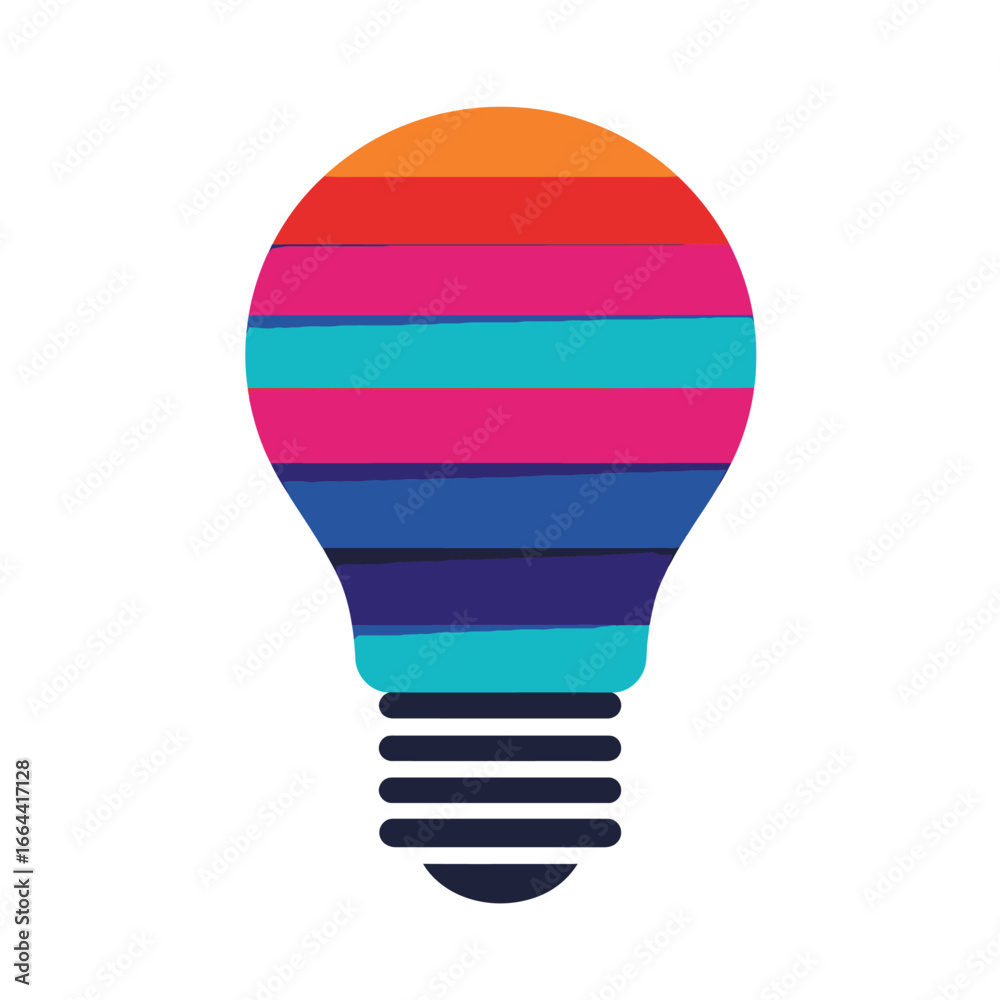Obraz premium Colorful Light Bulb Stripes Creative Idea Vector