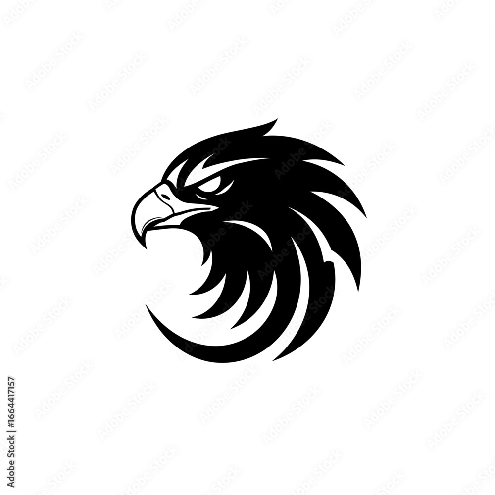 Eagle Head Logo Black and White Vector Mascot Design Eagle Head Logo Black and White Vector Mascot Design