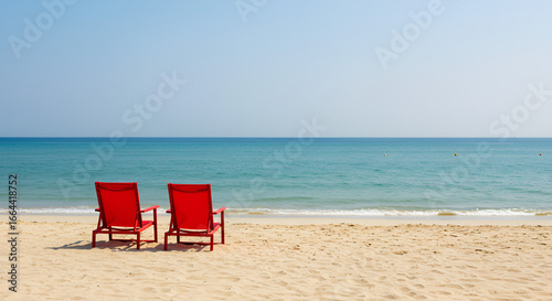 red chair on the beach