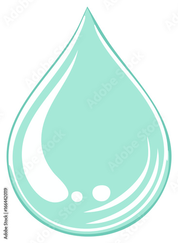 Clean graphic illustration of a shiny blue water droplet symbol