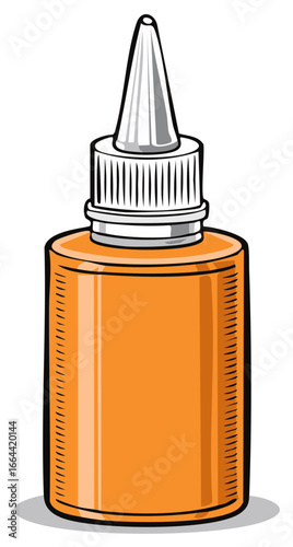 Vector illustration of an orange craft glue bottle with a nozzle applicator