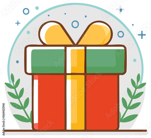 Colorful Cartoon Gift Box with Ribbon and Bow Celebration Present Holiday