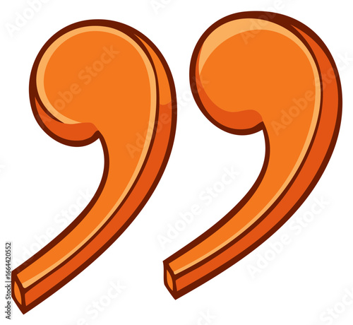 Bright Orange Quotation Marks Symbolizing Dialogue and Expression