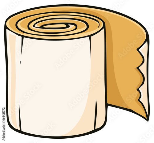 Rolled Up Bandage Cartoon Illustration First Aid Supplies Medical Care