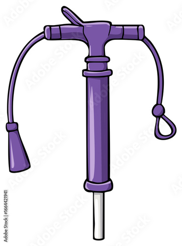 Cartoon Style Purple Grease Gun Illustration, Automotive Tool, Hand Pump Tool, Repair Equipment
