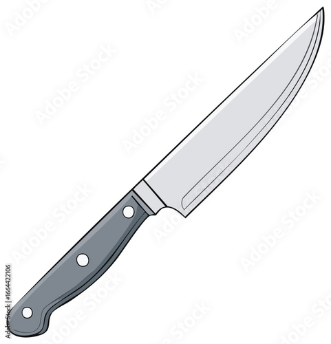 Cartoon kitchen knife, isolated vector illustration on a white background.