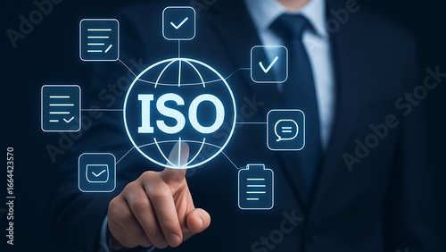 businessman pressing social network icon