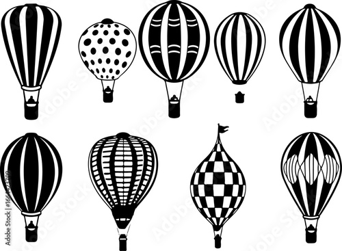 "Vintage Hot Air Balloon Silhouettes Collection"