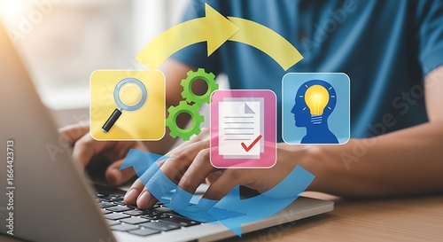 man with laptop and phone