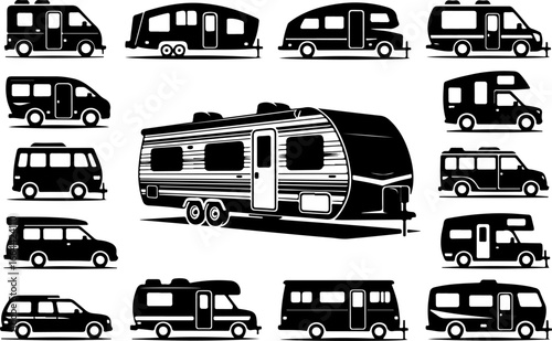 "Stylized Set of Modern Boats and Yachts Vector Illustration"