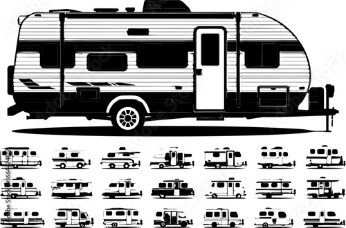 "Stylized Set of Modern Boats and Yachts Vector Illustration"