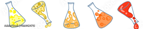 Science Erlenmeyer Flask PNG Clipart with Colorful Liquids