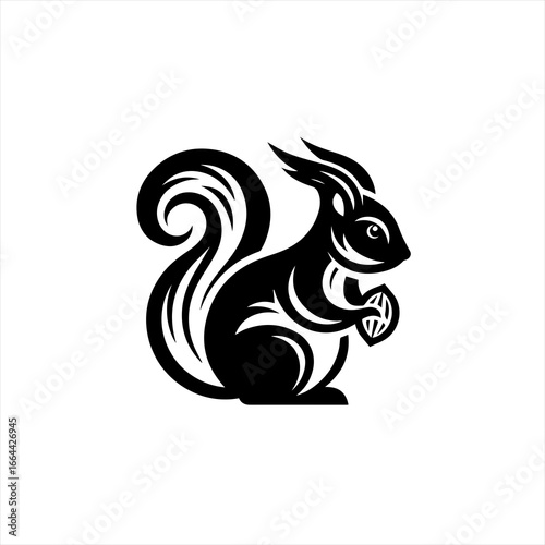 Wallpaper Mural Stylized black squirrel holding a nut in a minimalist design Torontodigital.ca