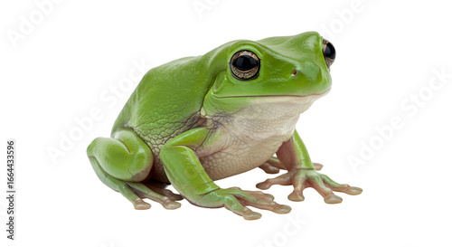 Isolated green tree frog amphibian closeup wildlife exotic australian animal pet nature rainforest tropical  100 isolated on transparent white background