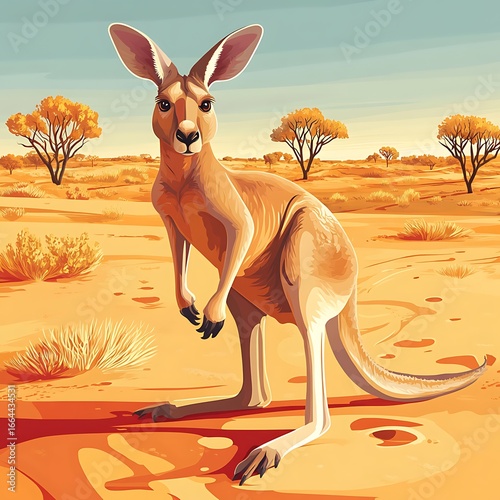Kangaroo in a desert landscape