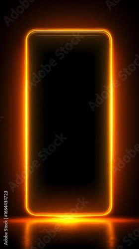 Illuminated Frame: Abstract Composition of Rectangular Shape with Vibrant, Warm Orange Glow