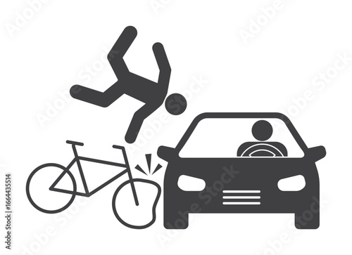 bicycle bike accident collision with car crash icon